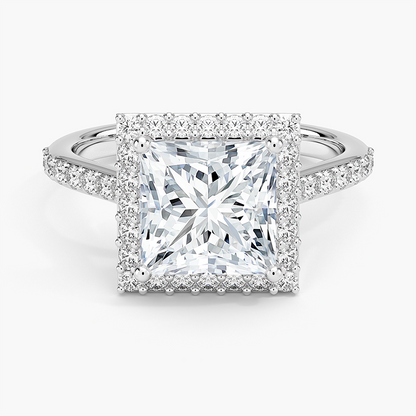 2,40 Karat Prenses  Halo Tasarım Tektaş Laboratuvar Pırlanta Yüzük 18K -Bellora - Bold Diamonds