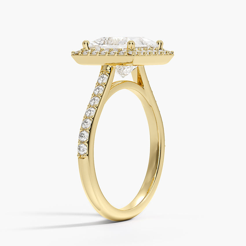 2,40 Karat Prenses  Halo Tasarım Tektaş Laboratuvar Pırlanta Yüzük 18K -Bellora - Bold Diamonds
