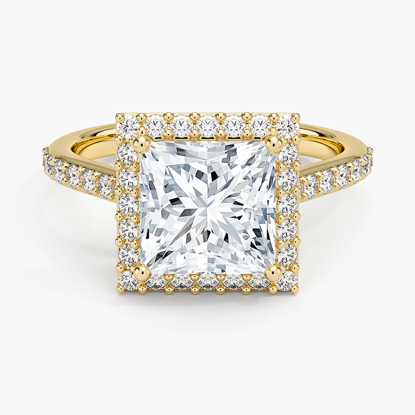 2,40 Karat Prenses  Halo Tasarım Tektaş Laboratuvar Pırlanta Yüzük 18K -Bellora - Bold Diamonds