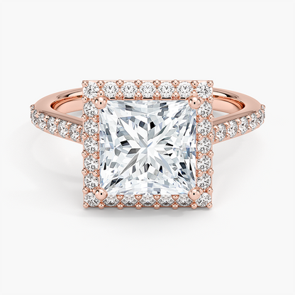 2,40 Karat Prenses  Halo Tasarım Tektaş Laboratuvar Pırlanta Yüzük 18K -Bellora - Bold Diamonds