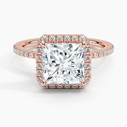2.40 Karat Prenses Halo Tasarım Tektaş Laboratuvar Pırlanta Yüzük 18k  -Luxora - Bold Diamonds