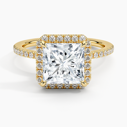 2.40 Karat Prenses Halo Tasarım Tektaş Laboratuvar Pırlanta Yüzük 18k  -Luxora - Bold Diamonds