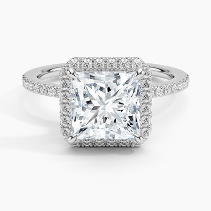 2.40 Karat Prenses Halo Tasarım Tektaş Laboratuvar Pırlanta Yüzük 18k  -Luxora - Bold Diamonds