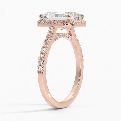 2.40 Karat Radiant Halo Tasarım Tektaş Laboratuvar Pırlanta Yüzük 18k  -Astrala - Bold Diamonds