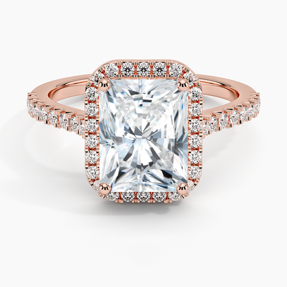 2.40 Karat Radiant Halo Tasarım Tektaş Laboratuvar Pırlanta Yüzük 18k  -Astrala - Bold Diamonds