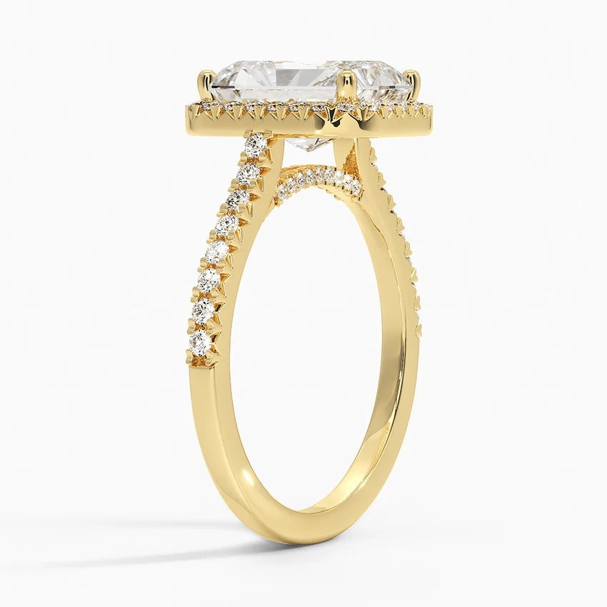 2.40 Karat Radiant Halo Tasarım Tektaş Laboratuvar Pırlanta Yüzük 18k  -Astrala - Bold Diamonds
