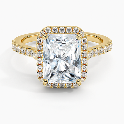 2.40 Karat Radiant Halo Tasarım Tektaş Laboratuvar Pırlanta Yüzük 18k  -Astrala - Bold Diamonds