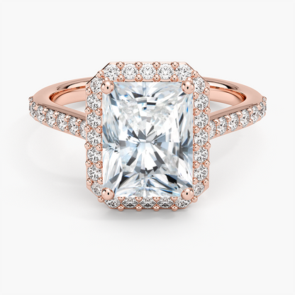 2,40 Karat Radiant Halo Tasarım Tektaş Laboratuvar Pırlanta Yüzük 18K -Bellora - Bold Diamonds