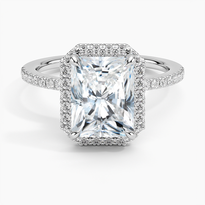 2.40 Karat Radiant Halo Tasarım Tektaş Laboratuvar Pırlanta Yüzük 18k  -Luxora - Bold Diamonds