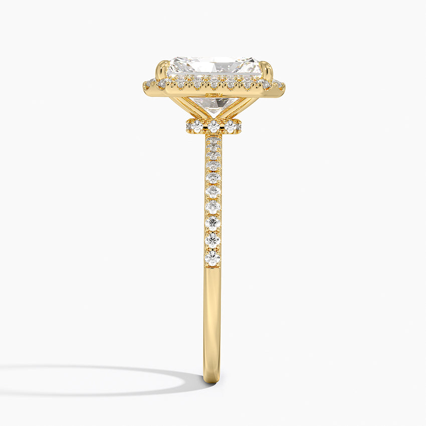 2.40 Karat Radiant Halo Tasarım Tektaş Laboratuvar Pırlanta Yüzük 18k  -Luxora - Bold Diamonds