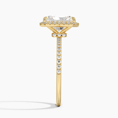 2.40 Karat Radiant Halo Tasarım Tektaş Laboratuvar Pırlanta Yüzük 18k  -Luxora - Bold Diamonds