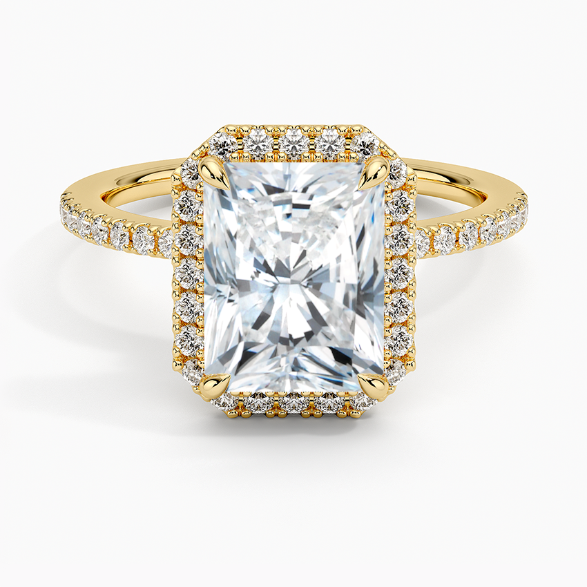 2.40 Karat Radiant Halo Tasarım Tektaş Laboratuvar Pırlanta Yüzük 18k  -Luxora - Bold Diamonds