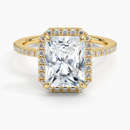2.40 Karat Radiant Halo Tasarım Tektaş Laboratuvar Pırlanta Yüzük 18k  -Luxora - Bold Diamonds