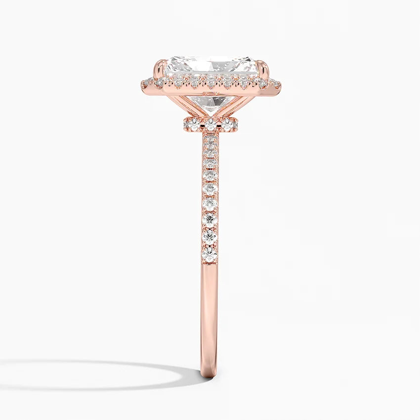 2.40 Karat Radiant Halo Tasarım Tektaş Laboratuvar Pırlanta Yüzük 18k  -Luxora - Bold Diamonds