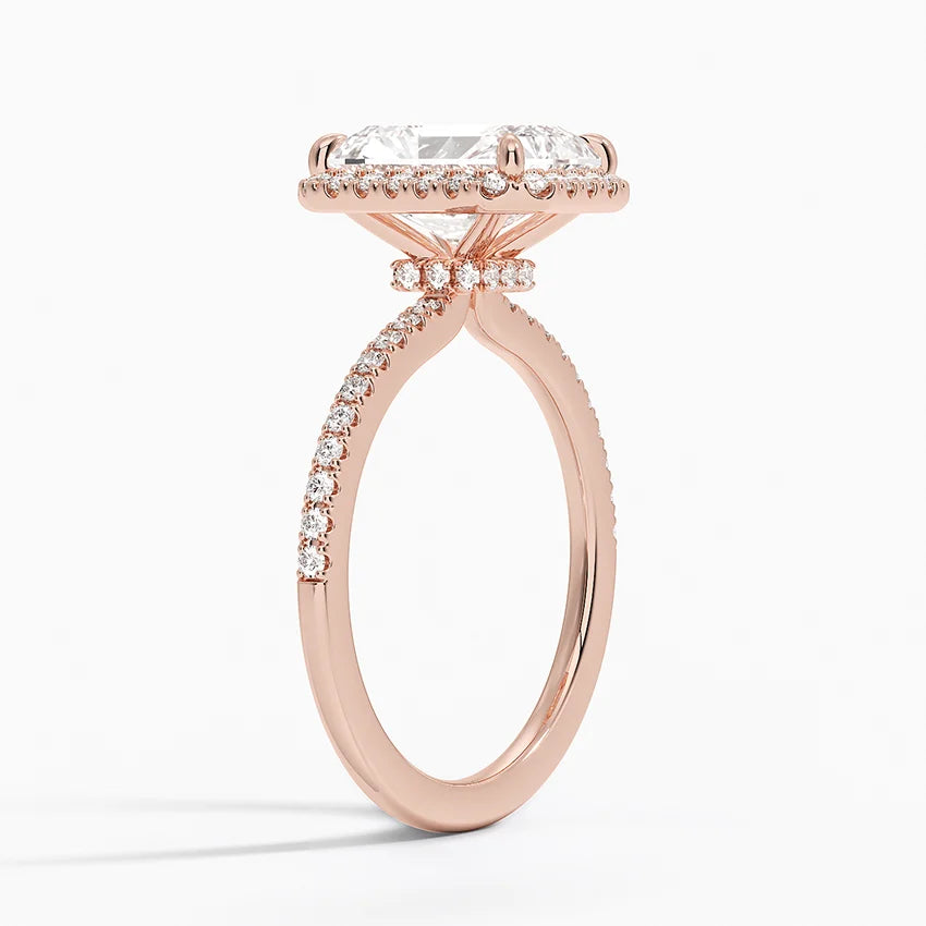2.40 Karat Radiant Halo Tasarım Tektaş Laboratuvar Pırlanta Yüzük 18k  -Luxora - Bold Diamonds