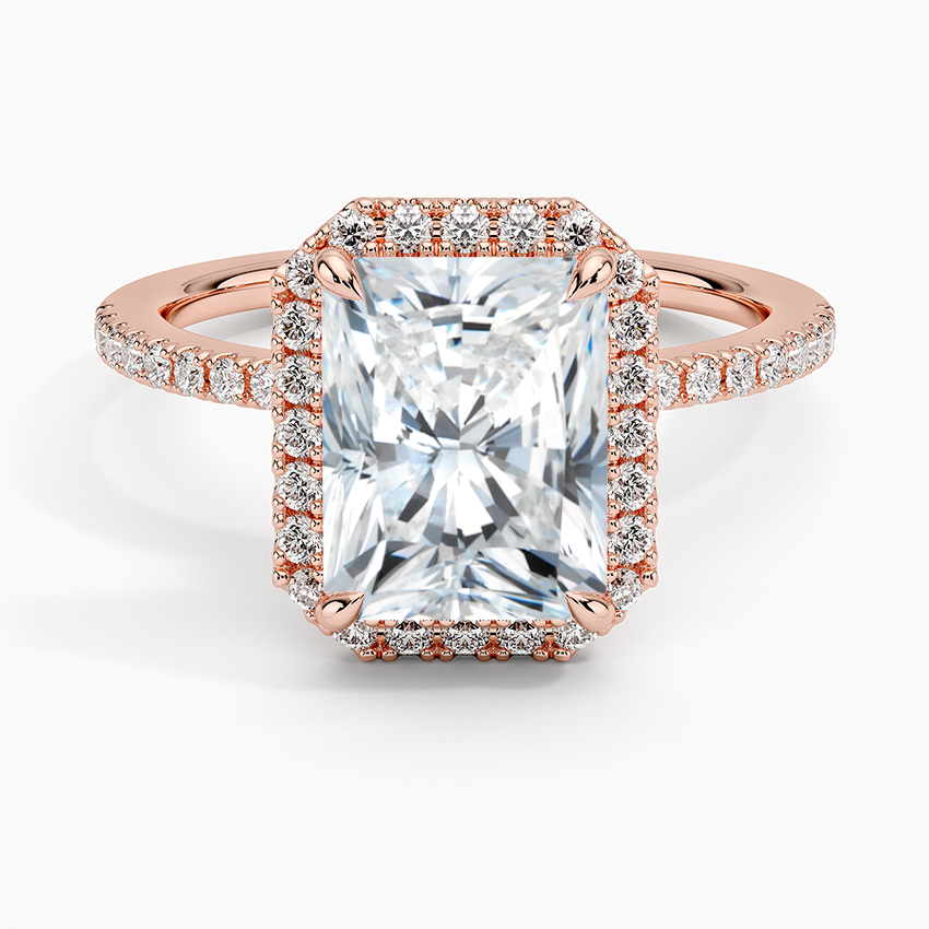 2.40 Karat Radiant Halo Tasarım Tektaş Laboratuvar Pırlanta Yüzük 18k  -Luxora - Bold Diamonds