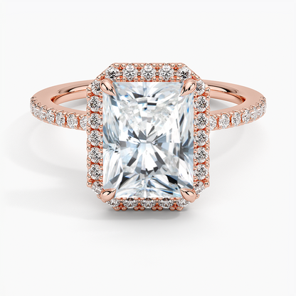 2.40 Karat Radiant Halo Tasarım Tektaş Laboratuvar Pırlanta Yüzük 18k  -Luxora - Bold Diamonds