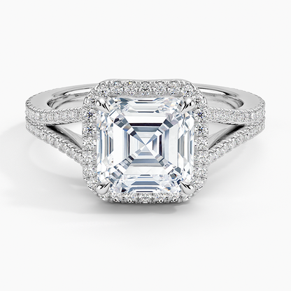 2,50 Karat Asscher Halo Tasarım Tektaş Laboratuvar Pırlanta Yüzük 18K - Aurelia - Bold Diamonds