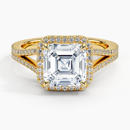 2,50 Karat Asscher Halo Tasarım Tektaş Laboratuvar Pırlanta Yüzük 18K - Aurelia - Bold Diamonds