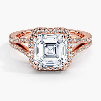 2,50 Karat Asscher Halo Tasarım Tektaş Laboratuvar Pırlanta Yüzük 18K - Aurelia - Bold Diamonds
