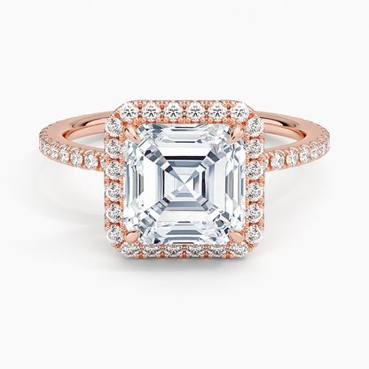 2,50 Karat Asscher Halo Tasarım Tektaş Laboratuvar Pırlanta Yüzük 18K - Celestia - Bold Diamonds