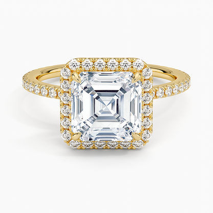 2,50 Karat Asscher Halo Tasarım Tektaş Laboratuvar Pırlanta Yüzük 18K - Celestia - Bold Diamonds