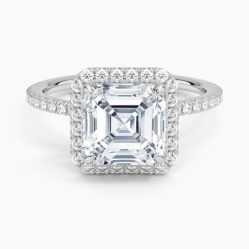 2,50 Karat Asscher Halo Tasarım Tektaş Laboratuvar Pırlanta Yüzük 18K - Celestia - Bold Diamonds