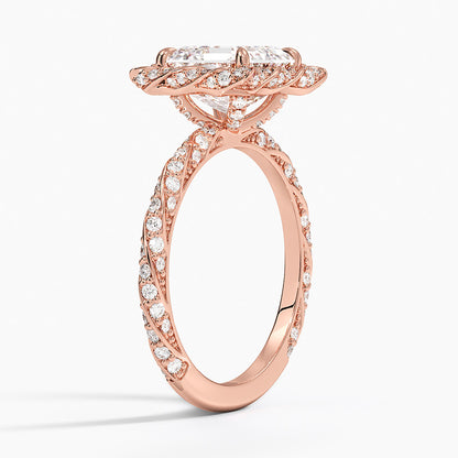 2.50 Karat Asscher Halo Tasarım Tektaş Laboratuvar Pırlanta Yüzük  18k -Elyra - Bold Diamonds