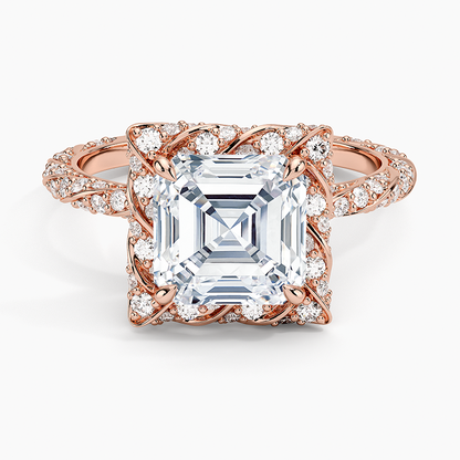 2.50 Karat Asscher Halo Tasarım Tektaş Laboratuvar Pırlanta Yüzük  18k -Elyra - Bold Diamonds