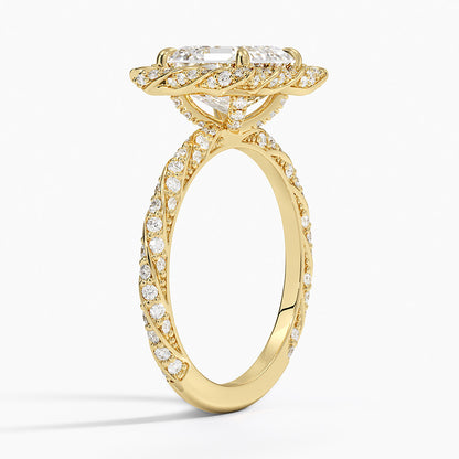 2.50 Karat Asscher Halo Tasarım Tektaş Laboratuvar Pırlanta Yüzük  18k -Elyra - Bold Diamonds