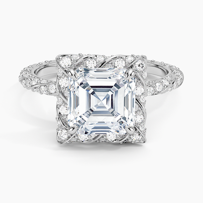 2.50 Karat Asscher Halo Tasarım Tektaş Laboratuvar Pırlanta Yüzük  18k -Elyra - Bold Diamonds