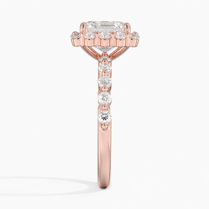 2.50 Karat Asscher Halo Tasarım Tektaş Laboratuvar Pırlanta Yüzük 18K -Mirara - Bold Diamonds