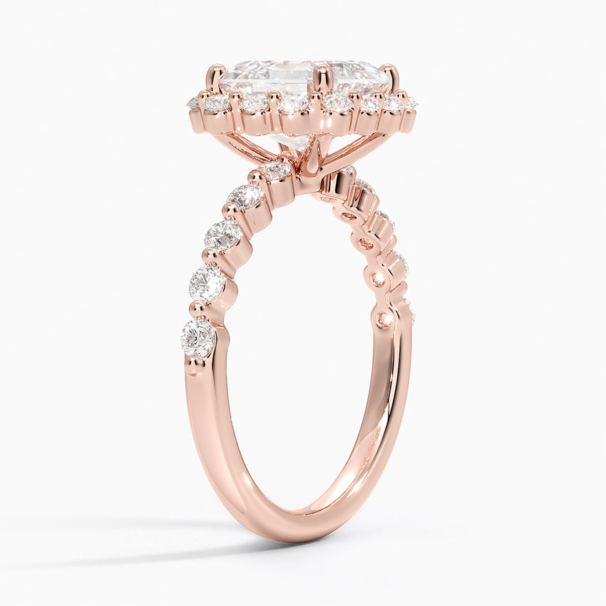 2.50 Karat Asscher Halo Tasarım Tektaş Laboratuvar Pırlanta Yüzük 18K -Mirara - Bold Diamonds
