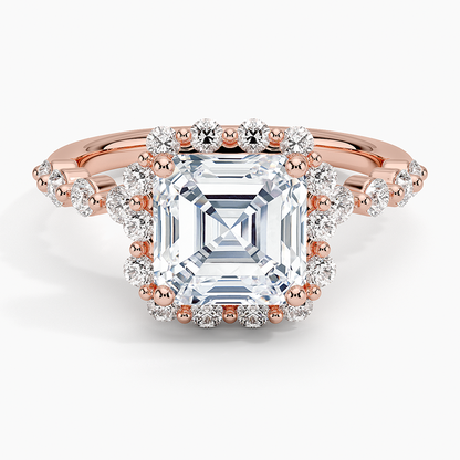 2.50 Karat Asscher Halo Tasarım Tektaş Laboratuvar Pırlanta Yüzük 18K -Mirara - Bold Diamonds