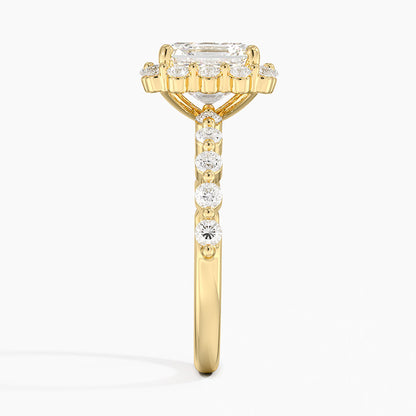 2.50 Karat Asscher Halo Tasarım Tektaş Laboratuvar Pırlanta Yüzük 18K -Mirara - Bold Diamonds