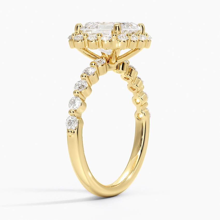 2.50 Karat Asscher Halo Tasarım Tektaş Laboratuvar Pırlanta Yüzük 18K -Mirara - Bold Diamonds
