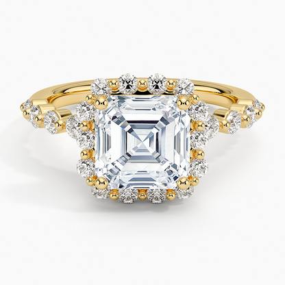 2.50 Karat Asscher Halo Tasarım Tektaş Laboratuvar Pırlanta Yüzük 18K -Mirara - Bold Diamonds