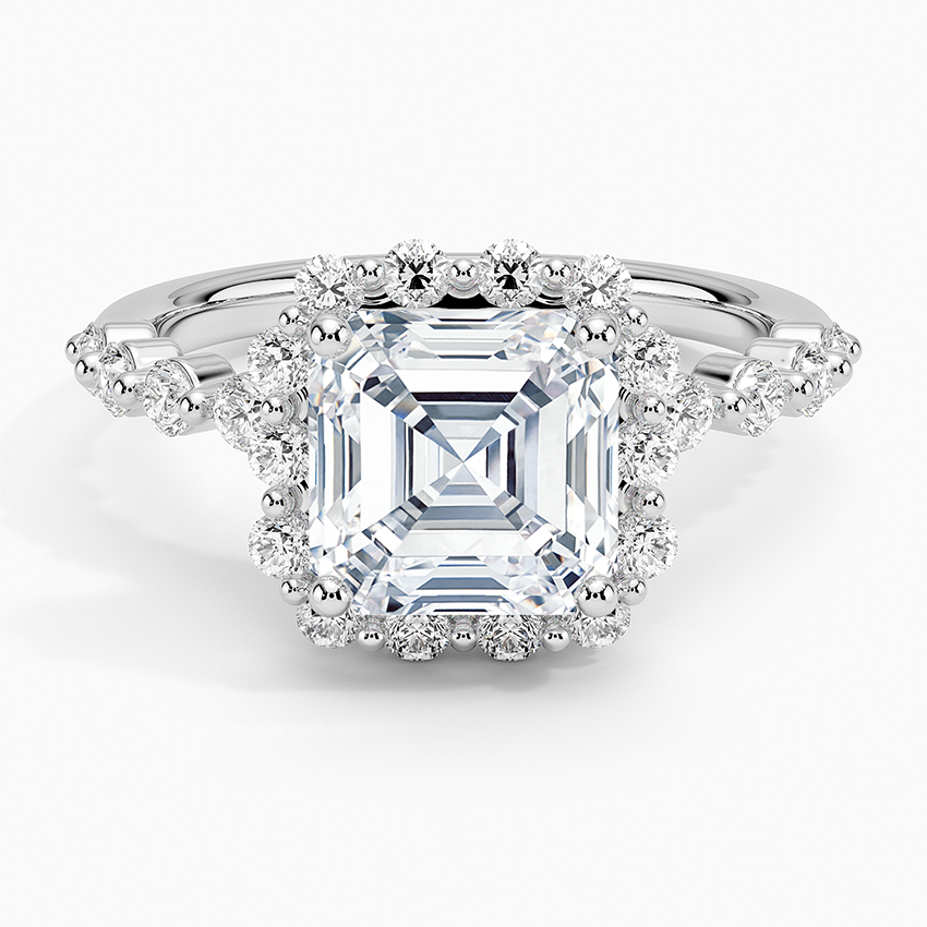 2.50 Karat Asscher Halo Tasarım Tektaş Laboratuvar Pırlanta Yüzük 18K -Mirara - Bold Diamonds