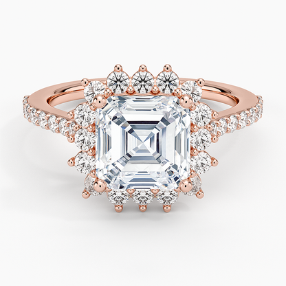 2,50 Karat Asscher Halo Tasarım Tektaş Laboratuvar Pırlanta Yüzük 18K -Seraphina - Bold Diamonds