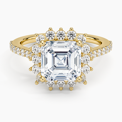 2,50 Karat Asscher Halo Tasarım Tektaş Laboratuvar Pırlanta Yüzük 18K -Seraphina - Bold Diamonds