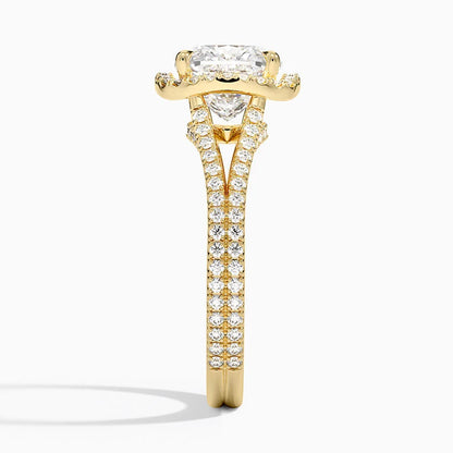 2,50 Karat Cushion Halo Tasarım Tektaş Laboratuvar Pırlanta Yüzük 18K - Aurelia - Bold Diamonds