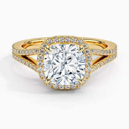 2,50 Karat Cushion Halo Tasarım Tektaş Laboratuvar Pırlanta Yüzük 18K - Aurelia - Bold Diamonds