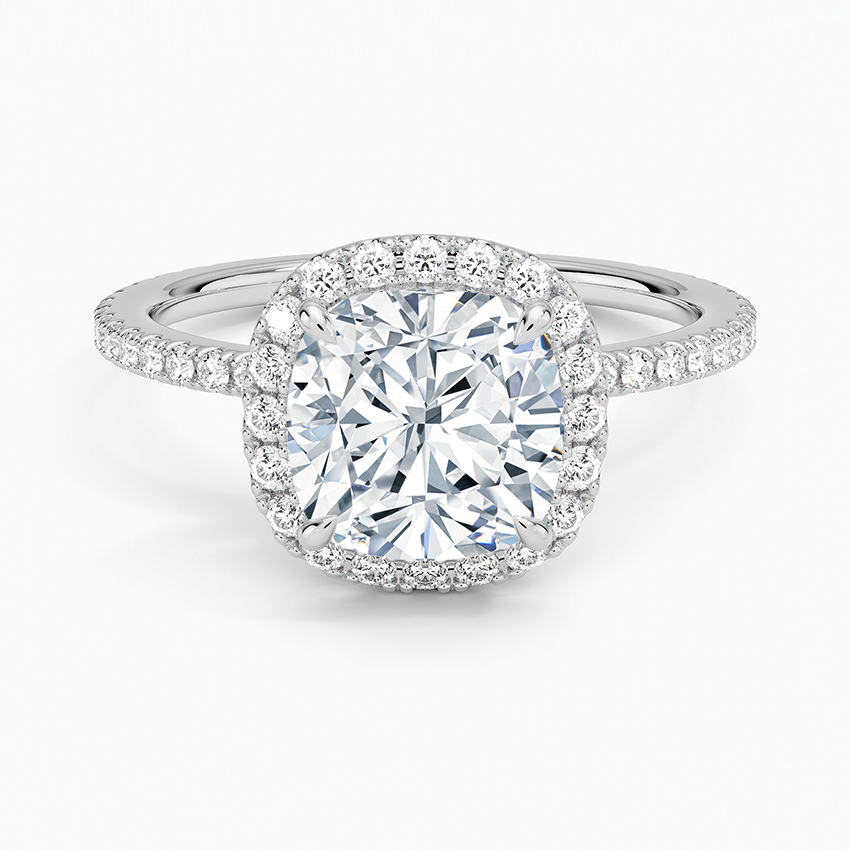 2,50 Karat Cushion Halo Tasarım Tektaş Laboratuvar Pırlanta Yüzük 18K-Celestia - Bold Diamonds