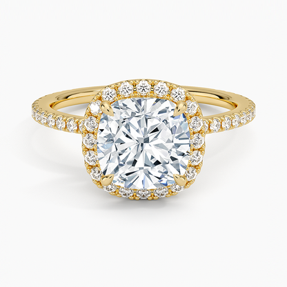 2,50 Karat Cushion Halo Tasarım Tektaş Laboratuvar Pırlanta Yüzük 18K-Celestia - Bold Diamonds