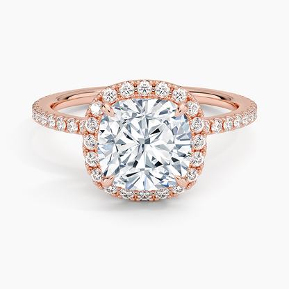 2,50 Karat Cushion Halo Tasarım Tektaş Laboratuvar Pırlanta Yüzük 18K-Celestia - Bold Diamonds