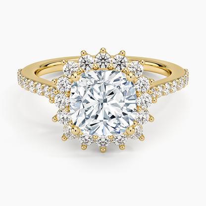 2,50 Karat Cushion Halo Tasarım Tektaş Laboratuvar Pırlanta Yüzük 18K -Seraphina - Bold Diamonds