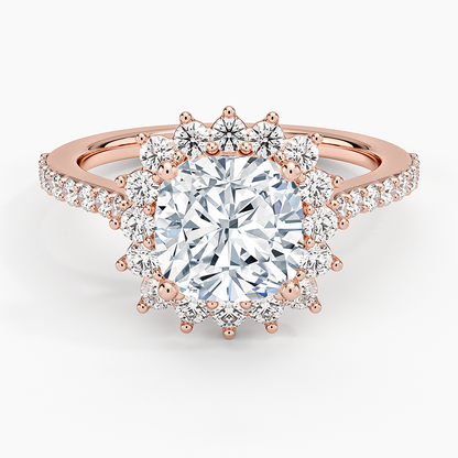 2,50 Karat Cushion Halo Tasarım Tektaş Laboratuvar Pırlanta Yüzük 18K -Seraphina - Bold Diamonds
