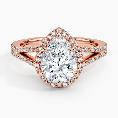 2,50 Karat Damla Halo Tasarım Tektaş Laboratuvar Pırlanta Yüzük 18K - Aurelia - Bold Diamonds