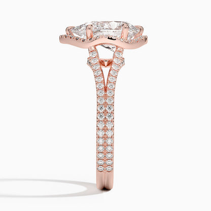 2,50 Karat Damla Halo Tasarım Tektaş Laboratuvar Pırlanta Yüzük 18K - Aurelia - Bold Diamonds