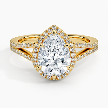 2,50 Karat Damla Halo Tasarım Tektaş Laboratuvar Pırlanta Yüzük 18K - Aurelia - Bold Diamonds